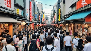 ごったがえす日本の街並みのパソコン用の壁紙