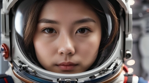 宇宙飛行士 / 茶髪の日本人女性 / 美人 / 宇宙服のパソコン用の壁紙