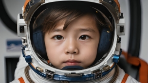 可愛い少年の宇宙飛行士 / 茶髪のパソコン用の壁紙