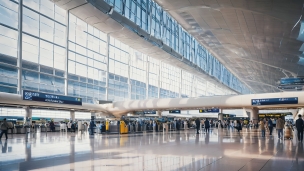 ガラス張りの空港のイメージ / CG / 旅行のパソコン用の壁紙