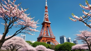 東京タワーと満開の桜 / 日本のパソコン用の壁紙