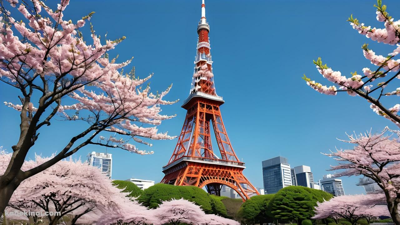 東京タワーと満開の桜 / 日本の壁紙(1280px x 720px) 高画質 パソコン用