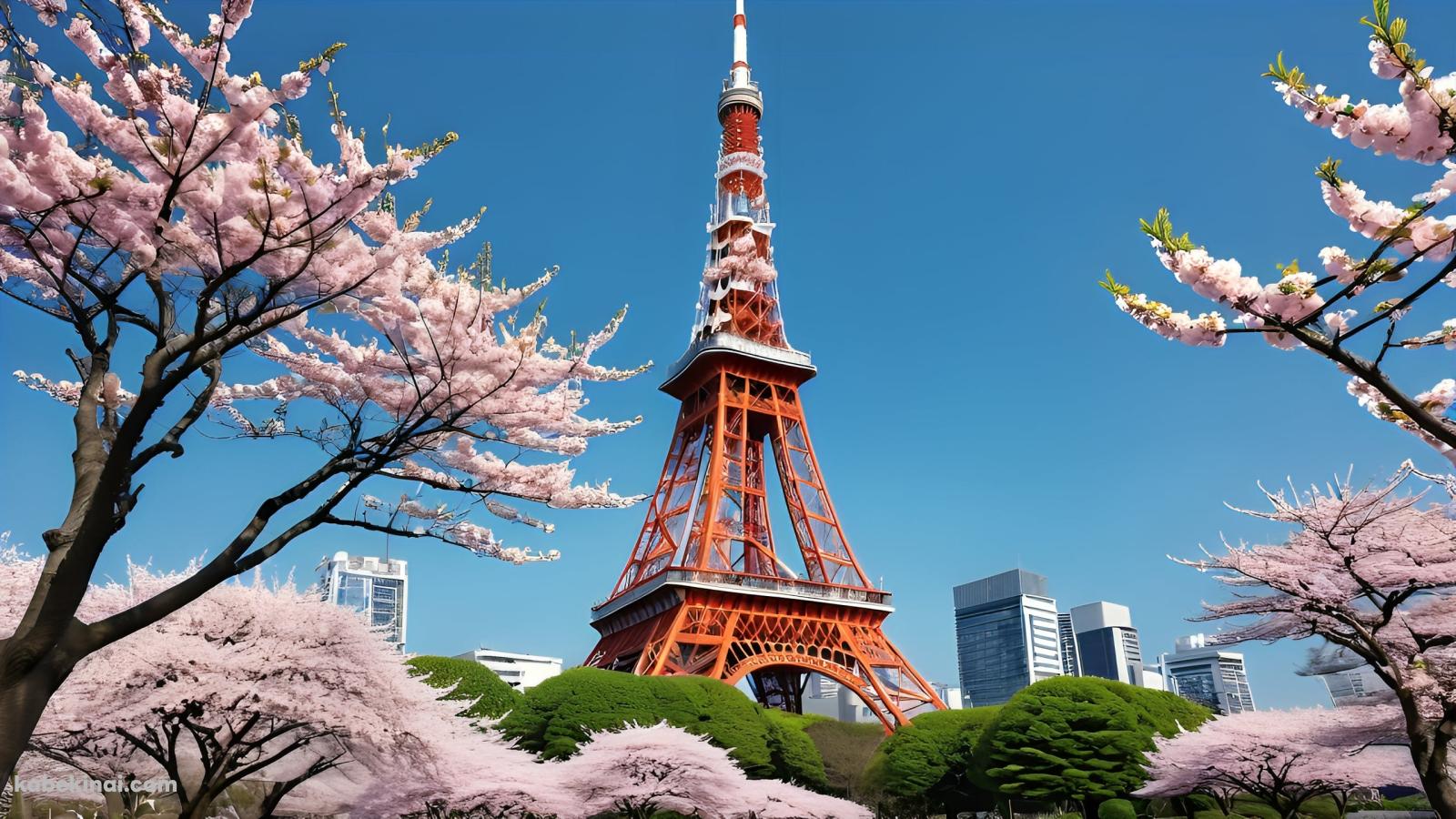 東京タワーと満開の桜 / 日本の壁紙(1600px x 900px) 高画質 パソコン用