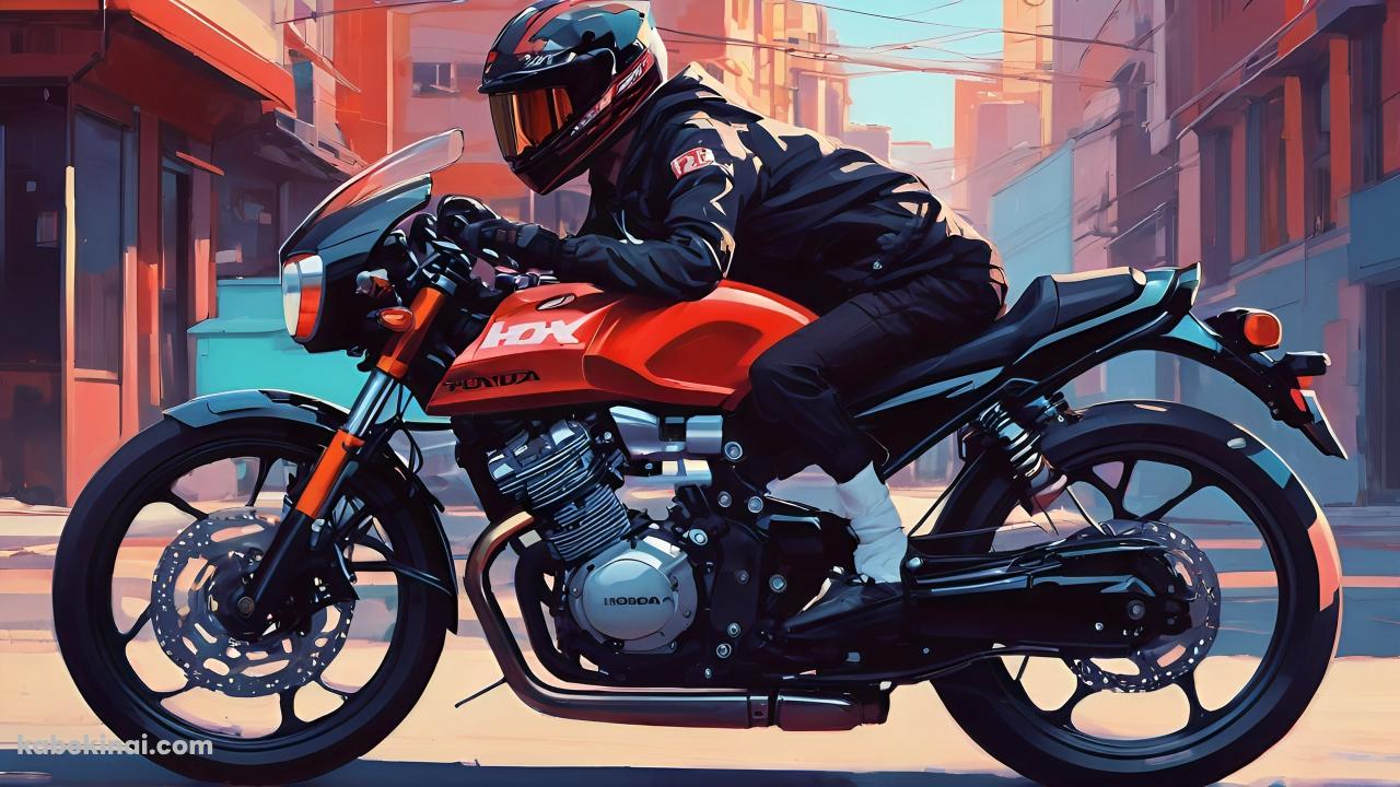 赤と黒のバイクに乗るレーサーの壁紙(1280px x 720px) 高画質 パソコン用