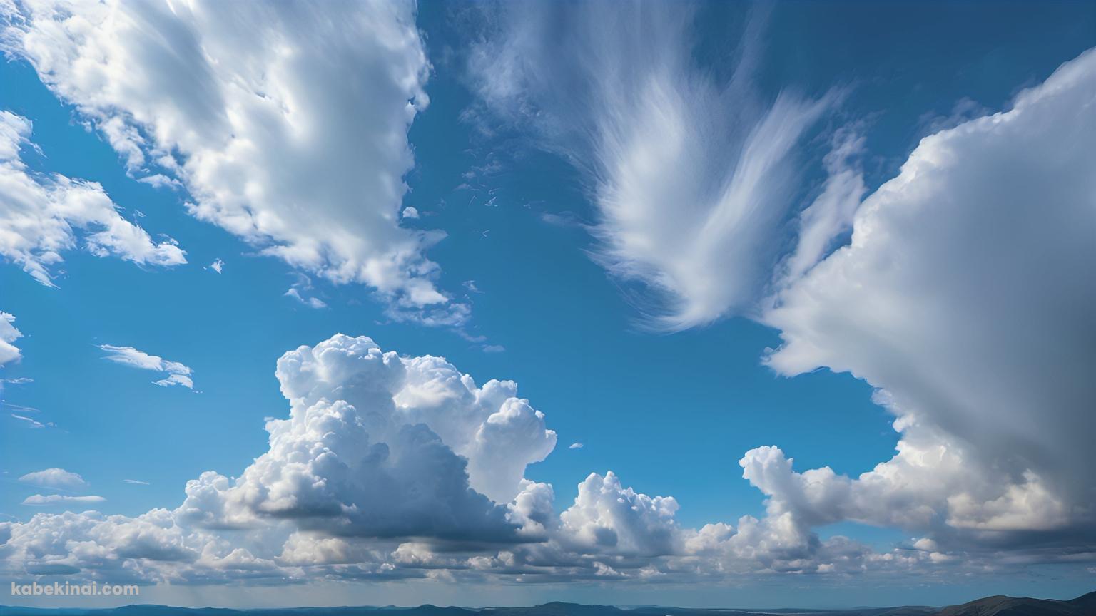 夏の青空 / 風に流れる雲の壁紙(1536px x 864px) 高画質 パソコン用