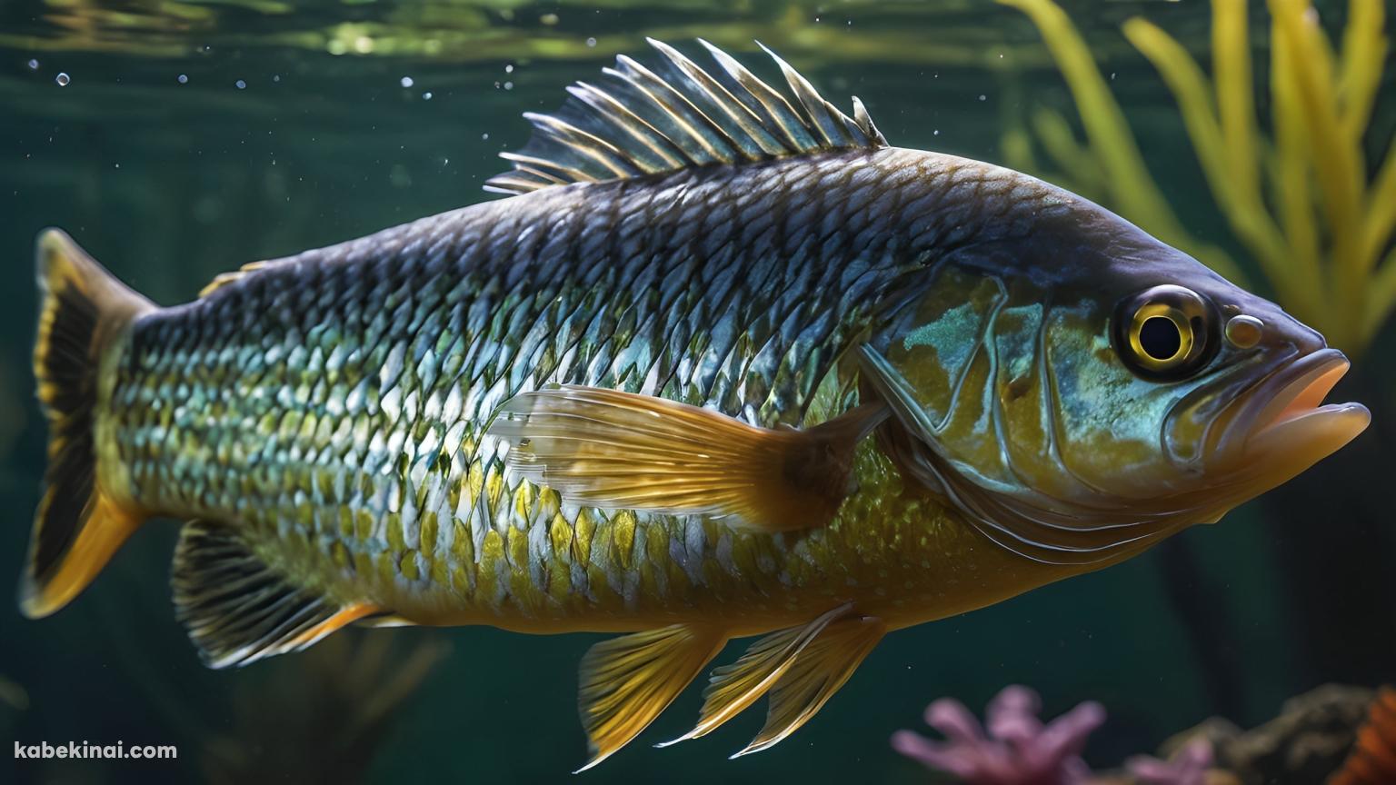 川で泳ぐ鱗の多い魚 / 淡水魚の壁紙(1536px x 864px) 高画質 パソコン用