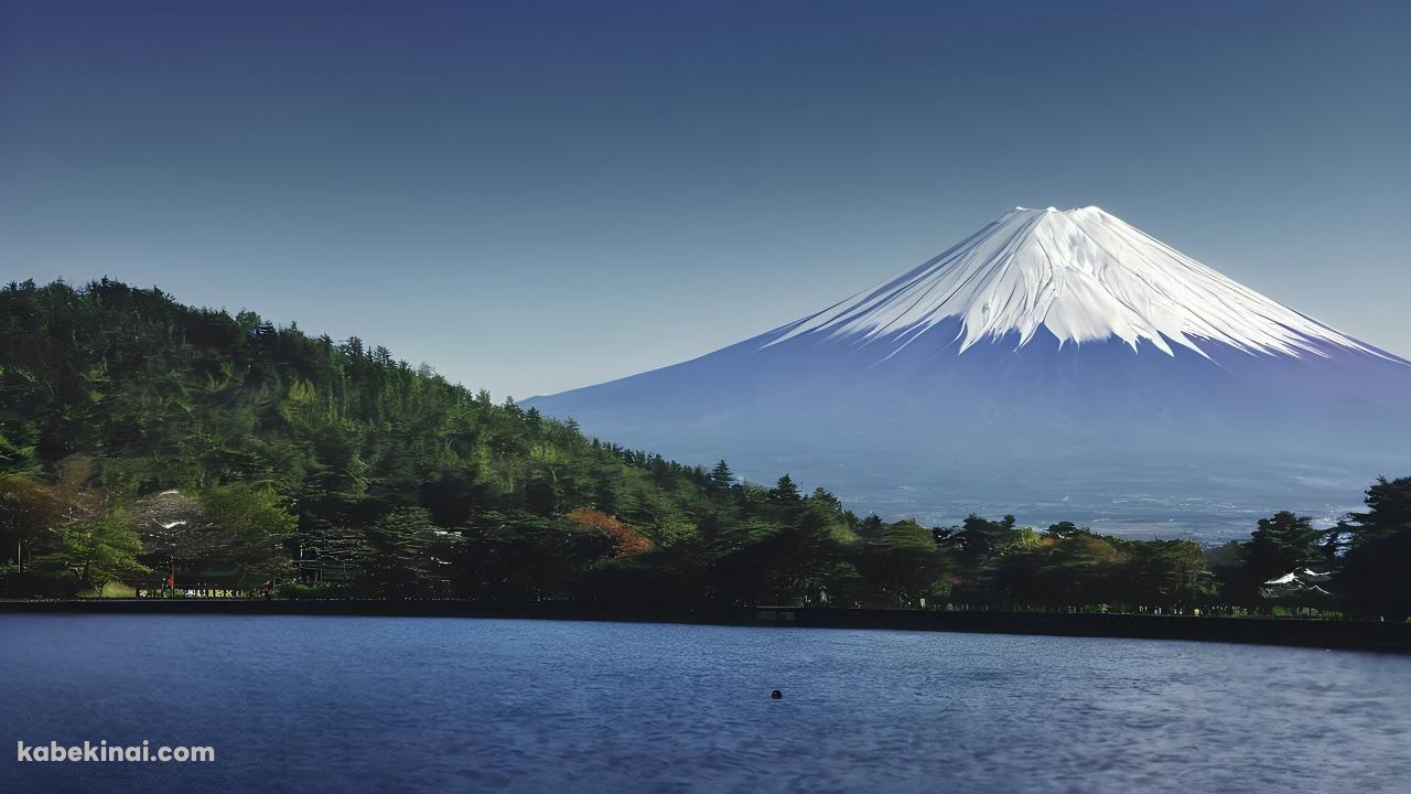 晴れた日の富士山と湖 / 絶景の壁紙(1280px x 720px) 高画質 パソコン用