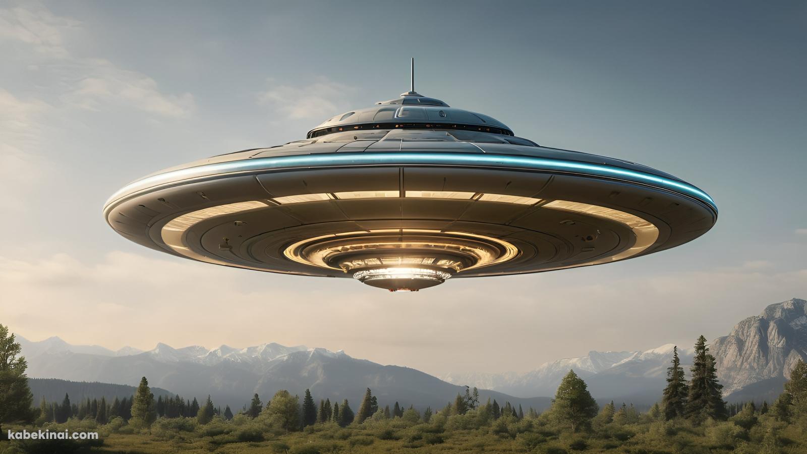 飛来した大きなUFO / 未確認飛行物体の壁紙(1600px x 900px) 高画質 パソコン用