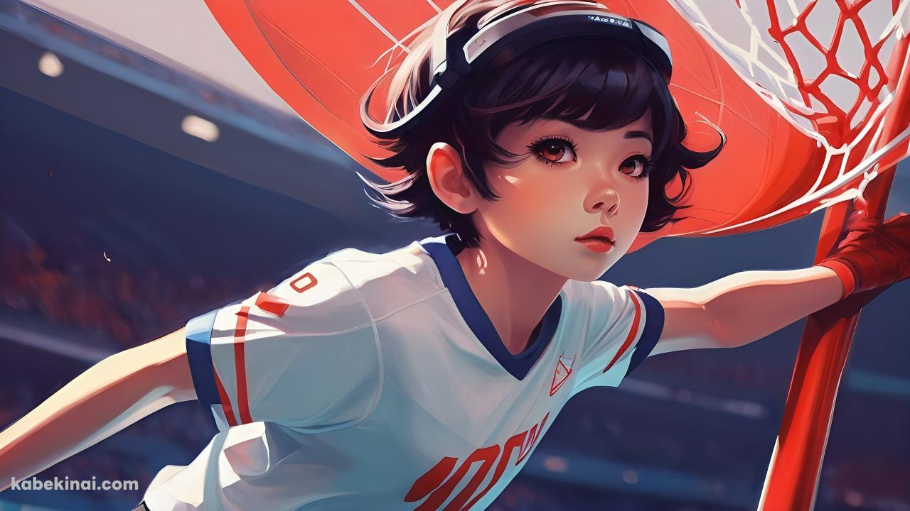 コーナーフラッグを持つ女の子 / スポーツの壁紙(1280px x 720px) 高画質 パソコン用