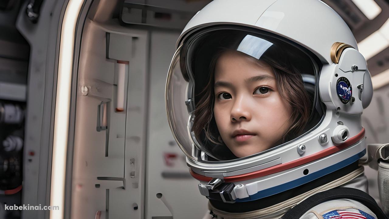 精悍な顔つきの若い女性宇宙飛行士の壁紙(1280px x 720px) 高画質 パソコン用