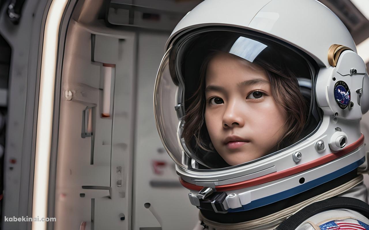 精悍な顔つきの若い女性宇宙飛行士の壁紙(1280px x 800px) 高画質 パソコン用