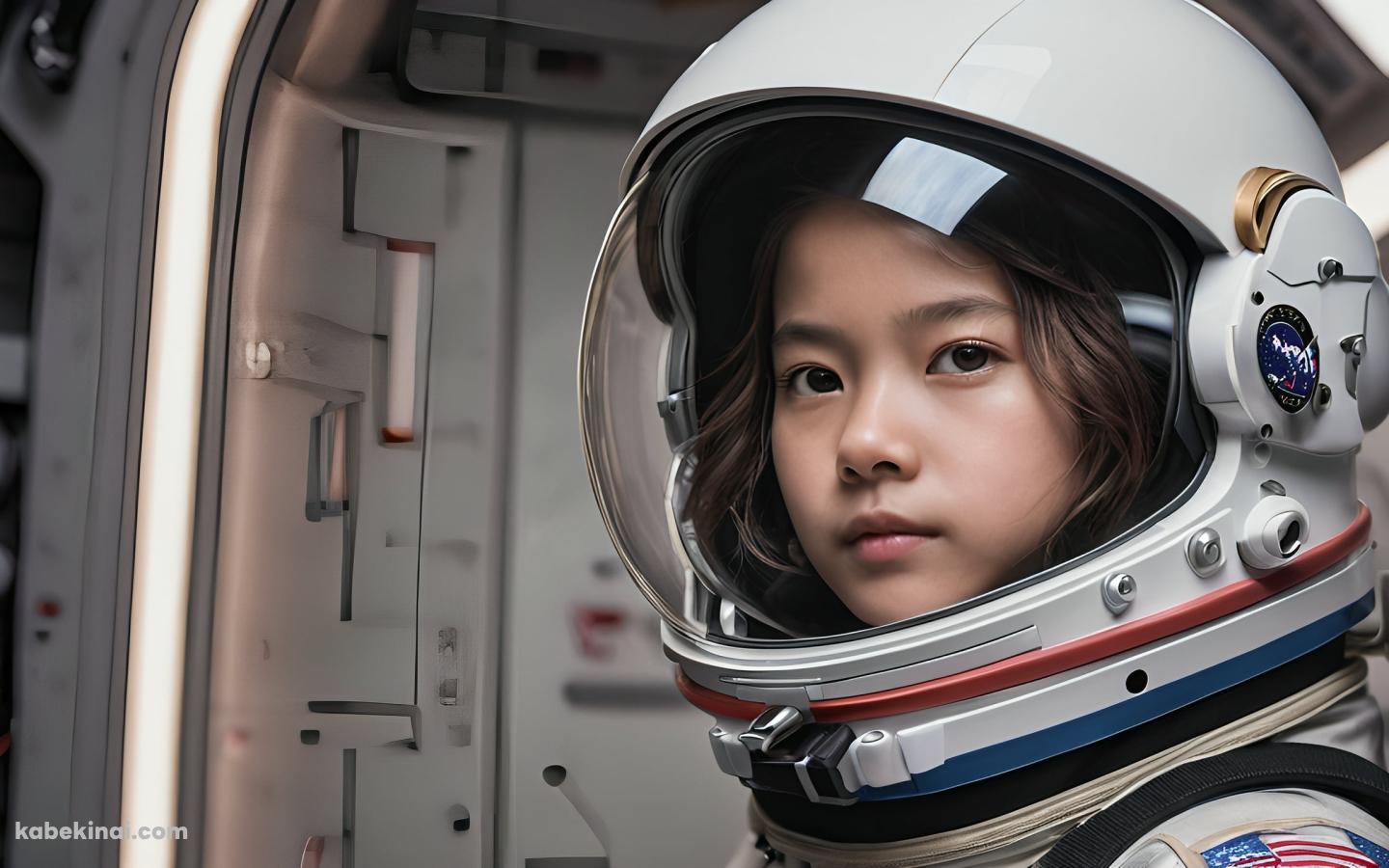 精悍な顔つきの若い女性宇宙飛行士の壁紙(1440px x 900px) 高画質 パソコン用