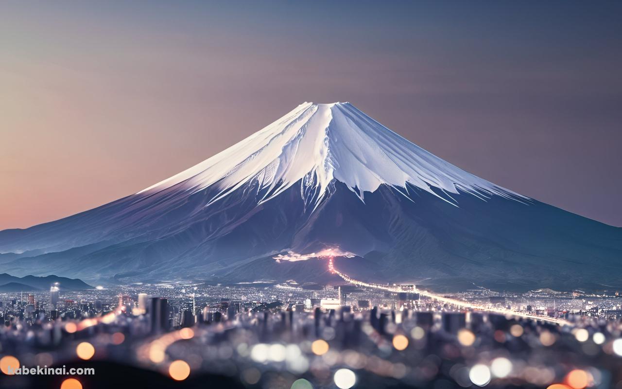 富士山と広がる街並みの壁紙(1280px x 800px) 高画質 パソコン用