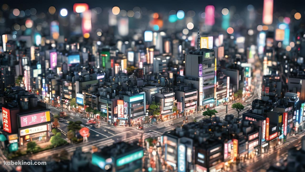 夜の都会のイメージ / CG / ネオンの壁紙(1280px x 720px) 高画質 パソコン用