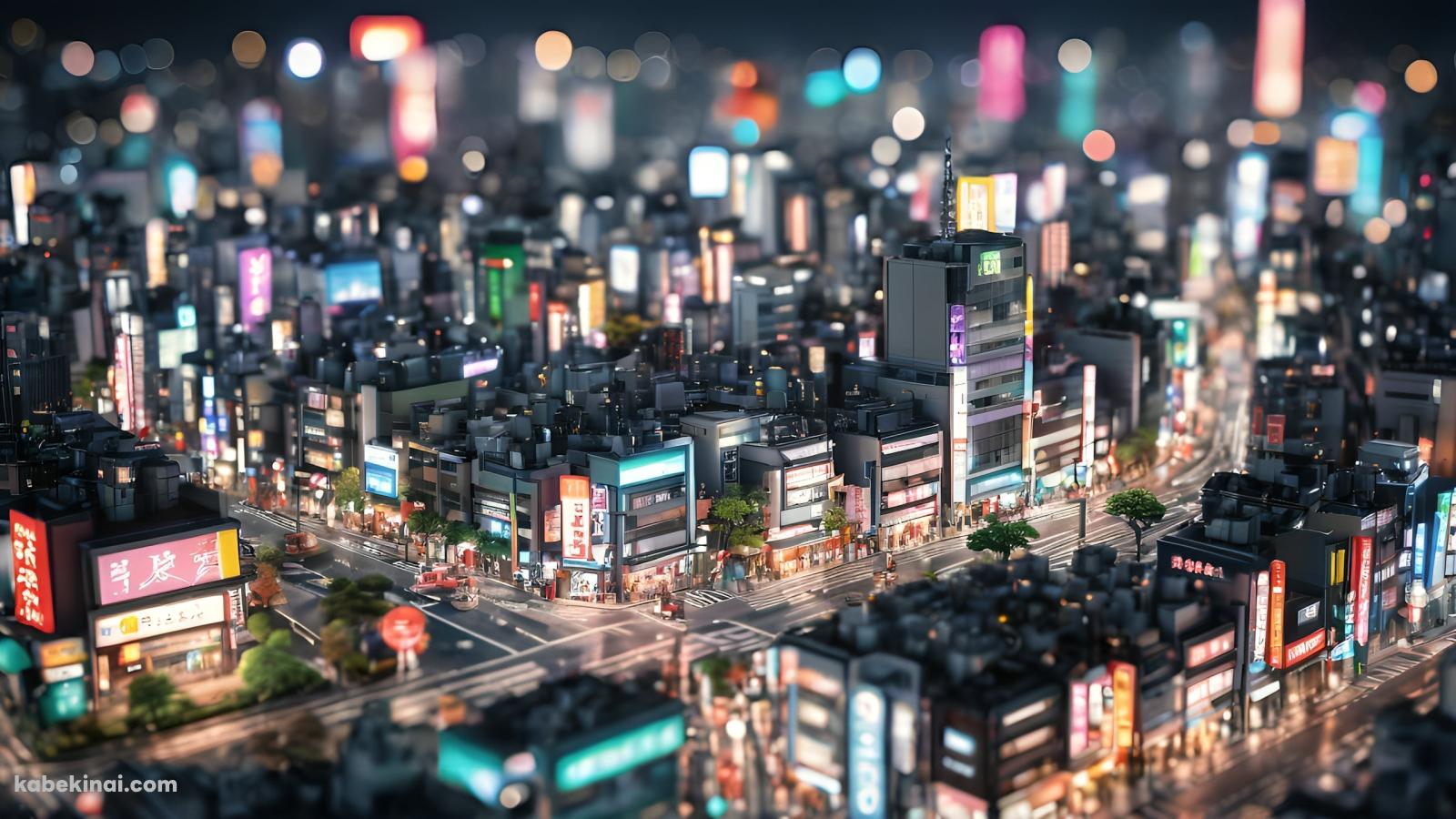 夜の都会のイメージ / CG / ネオンの壁紙(1600px x 900px) 高画質 パソコン用