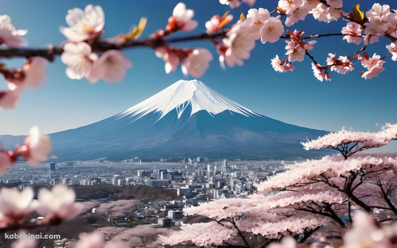 ピンクの桜と富士山 / 絶景 / 日本 / 春の壁紙(1280px x 800px) 高画質 パソコン用