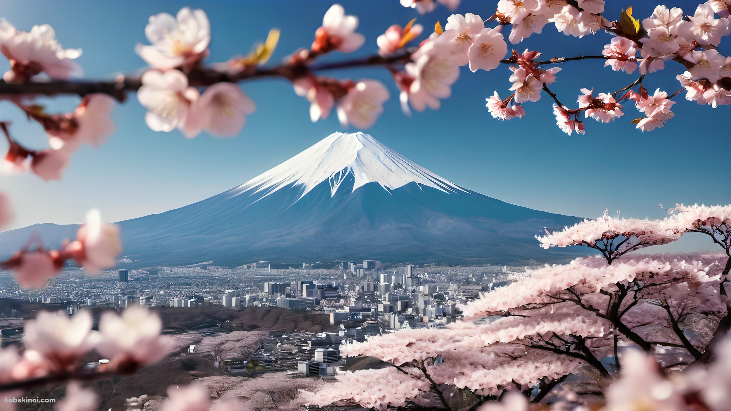 ピンクの桜と富士山 / 絶景 / 日本 / 春の壁紙(2560px x 1440px) 高画質 パソコン用