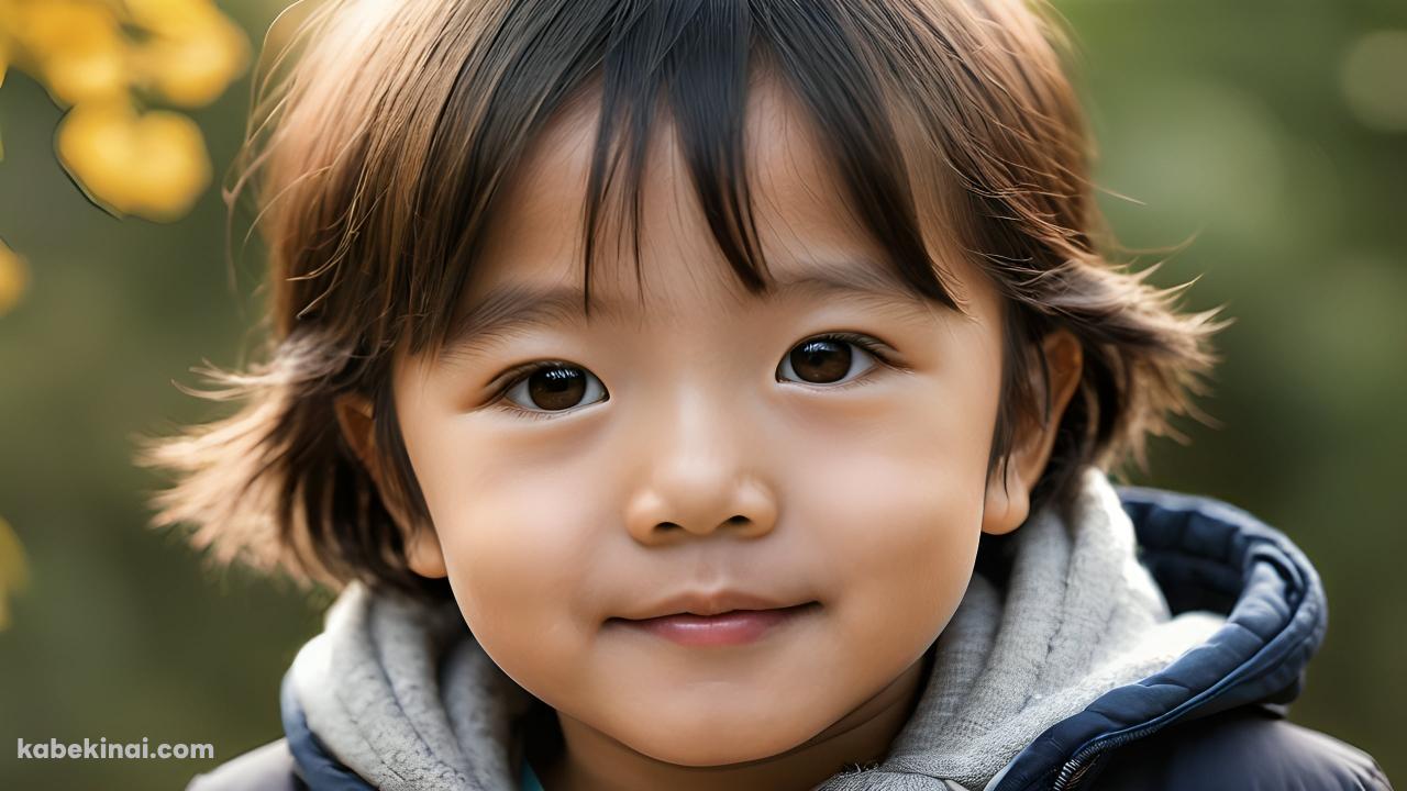 ダウンジャケットを着た日本人の可愛い男の子の壁紙(1280px x 720px) 高画質 パソコン用