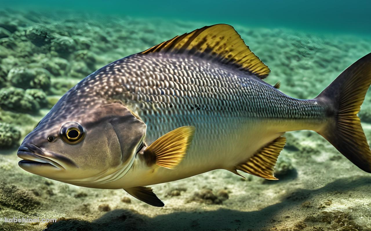 海底で泳ぐ鱗が多い魚の壁紙(1280px x 800px) 高画質 パソコン用