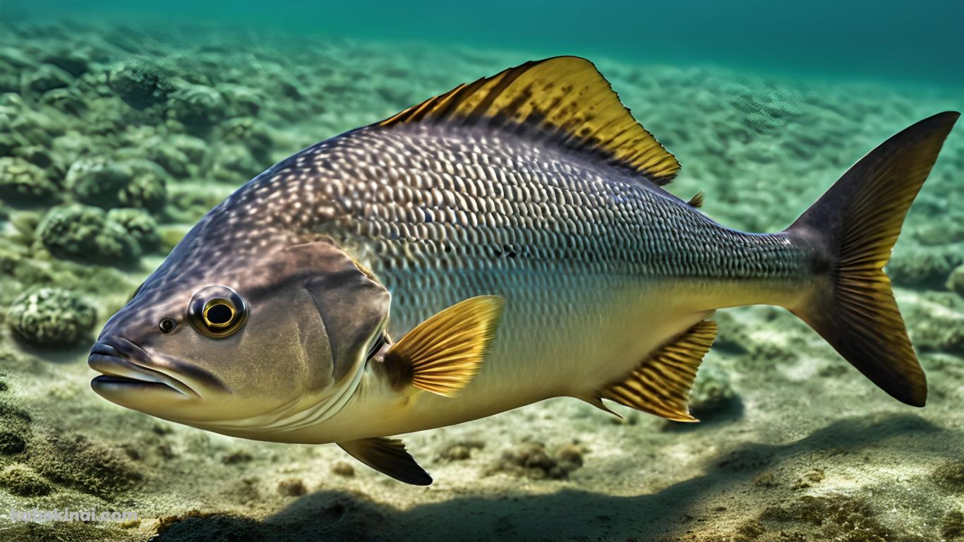 海底で泳ぐ鱗が多い魚の壁紙(1366px x 768px) 高画質 パソコン用