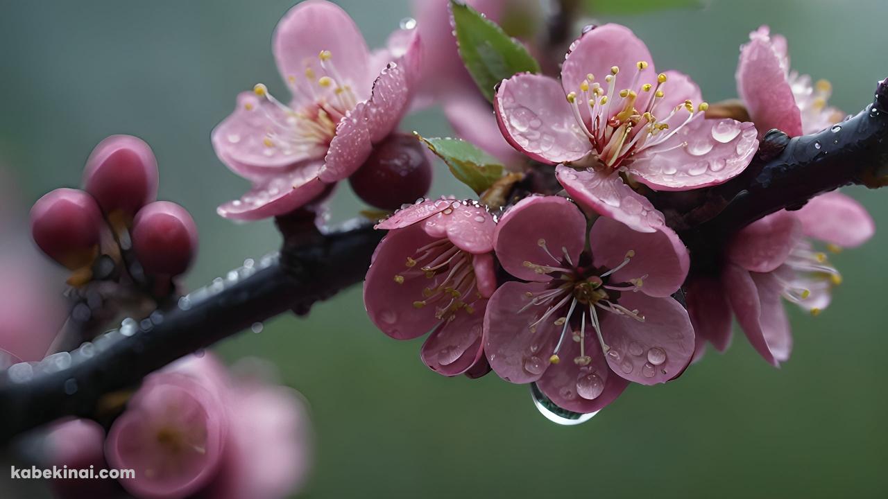 水滴のついたピンクの花 / 可愛いの壁紙(1280px x 720px) 高画質 パソコン用