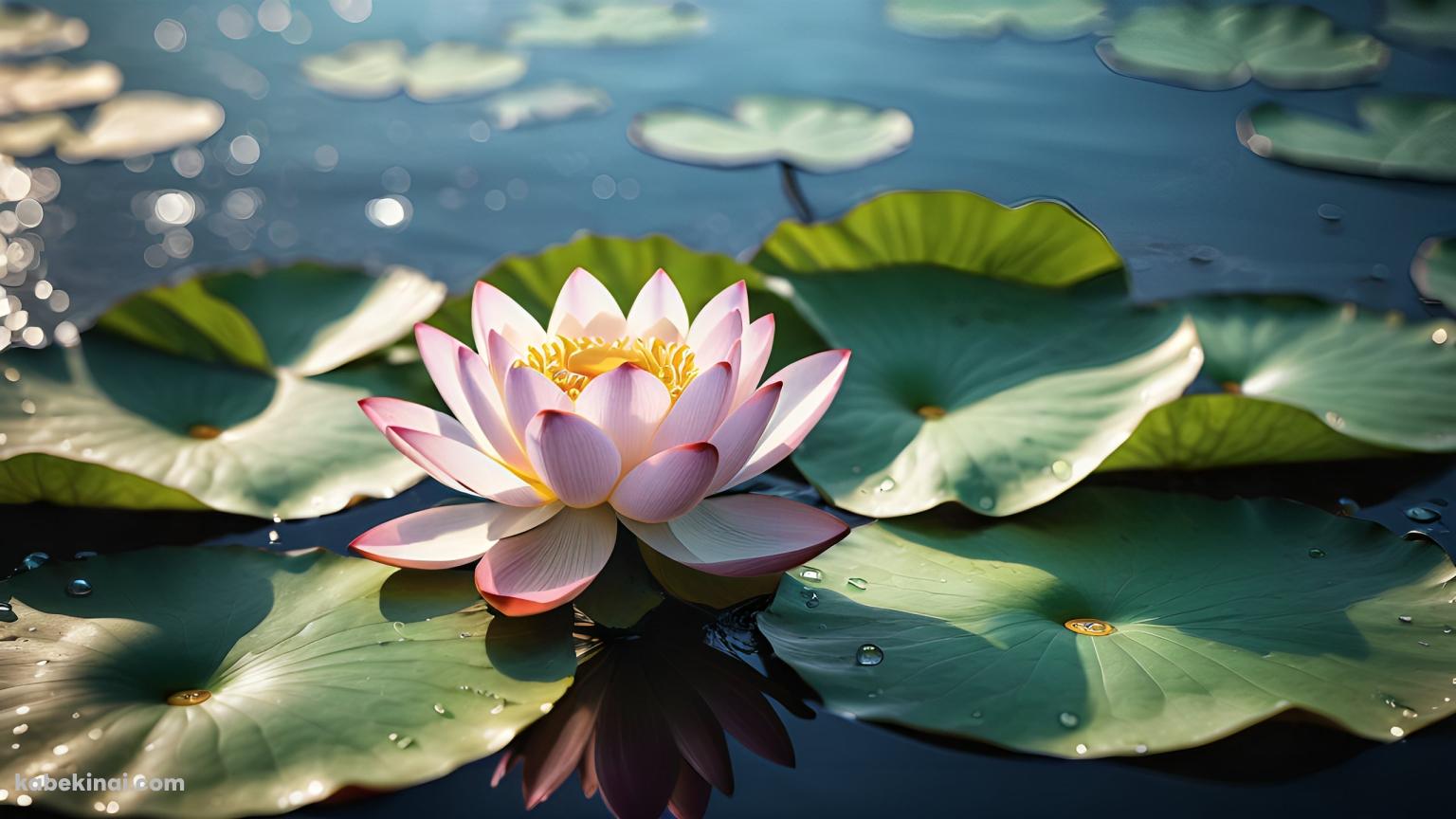 水に浮かぶピンクの蓮の花の壁紙(1536px x 864px) 高画質 パソコン用