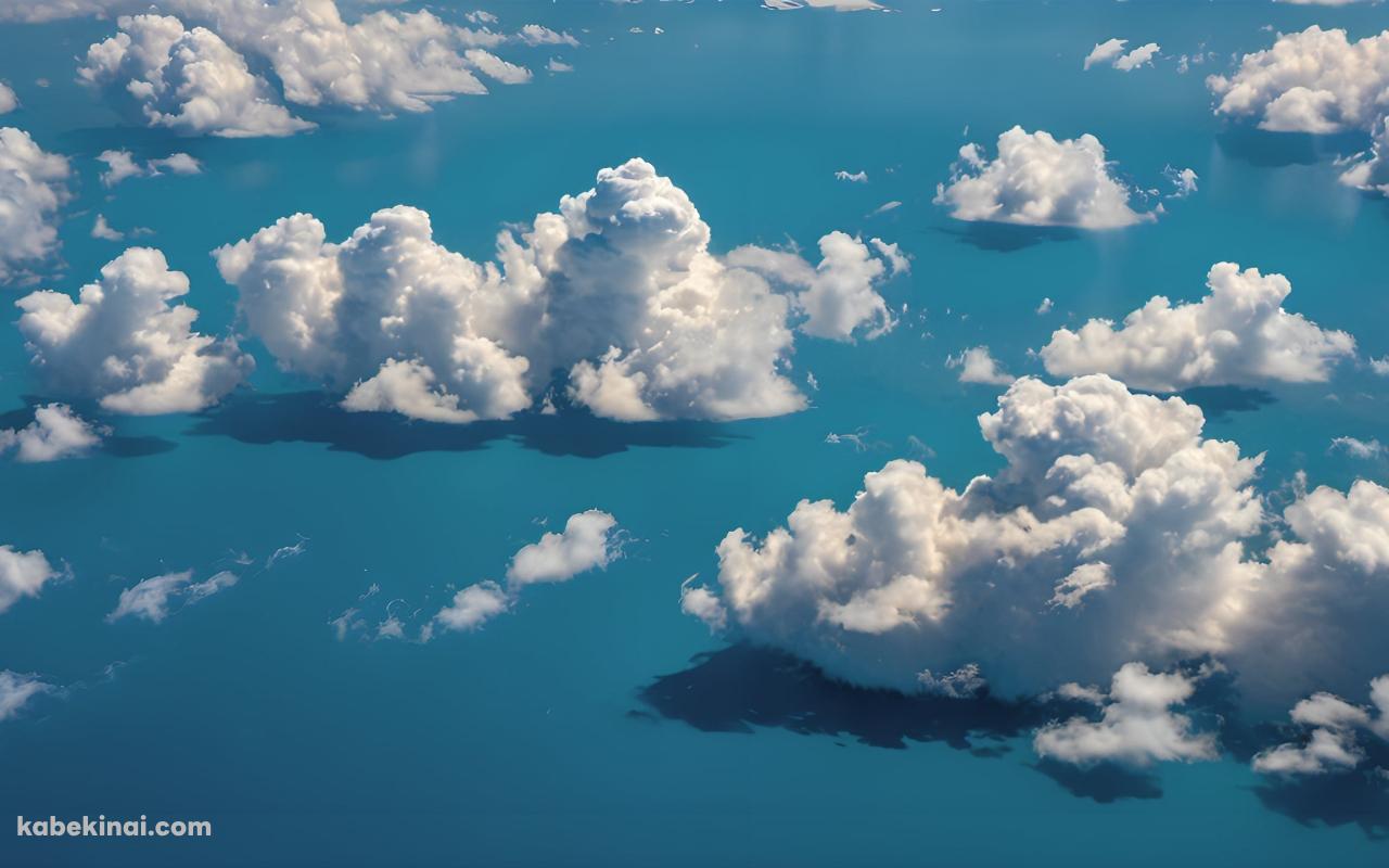 白い雲と水色の空 / 俯瞰視点の壁紙(1280px x 800px) 高画質 パソコン用