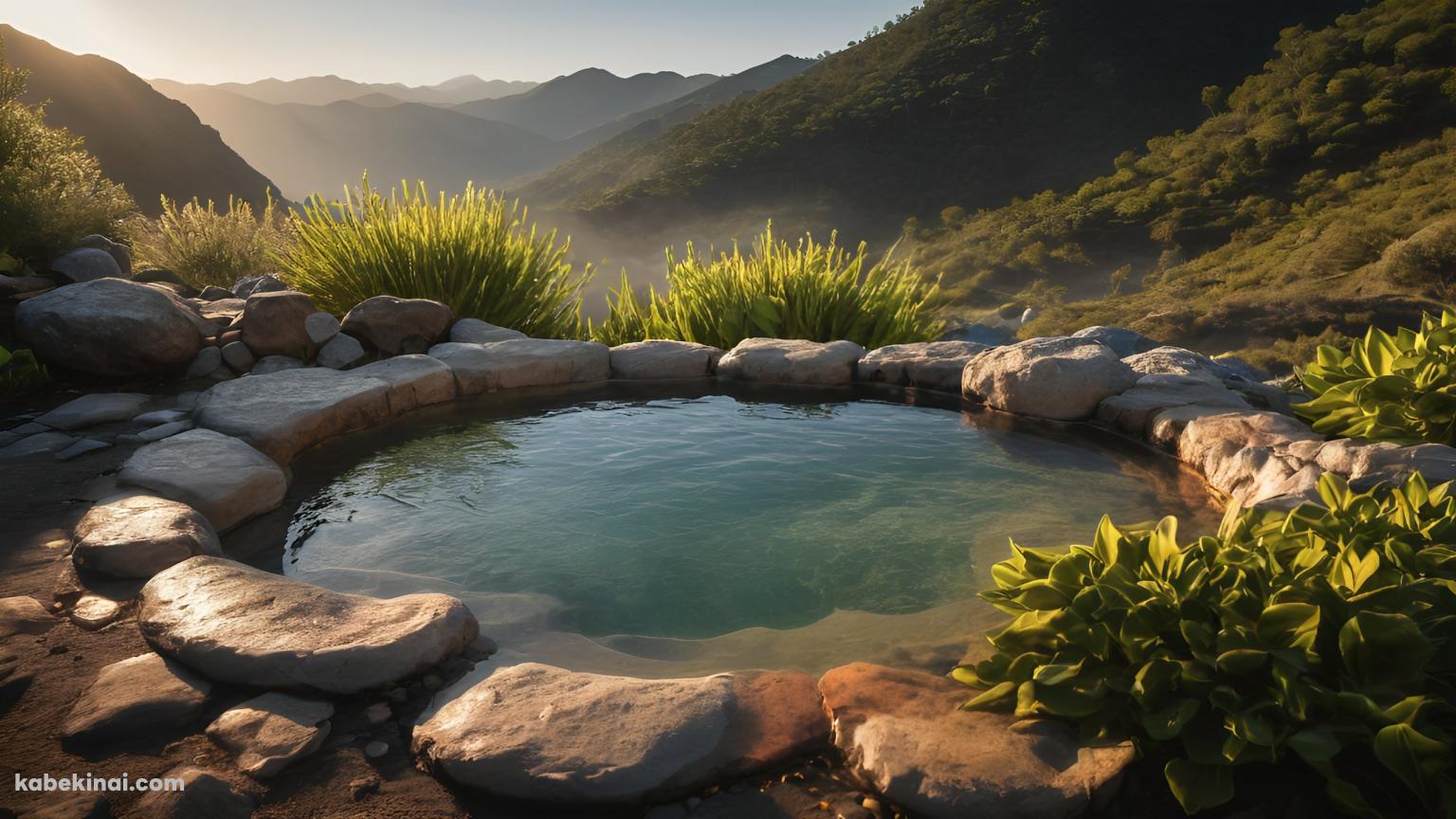 標高の高い山にある温泉 / 石垣の壁紙(1536px x 864px) 高画質 パソコン用